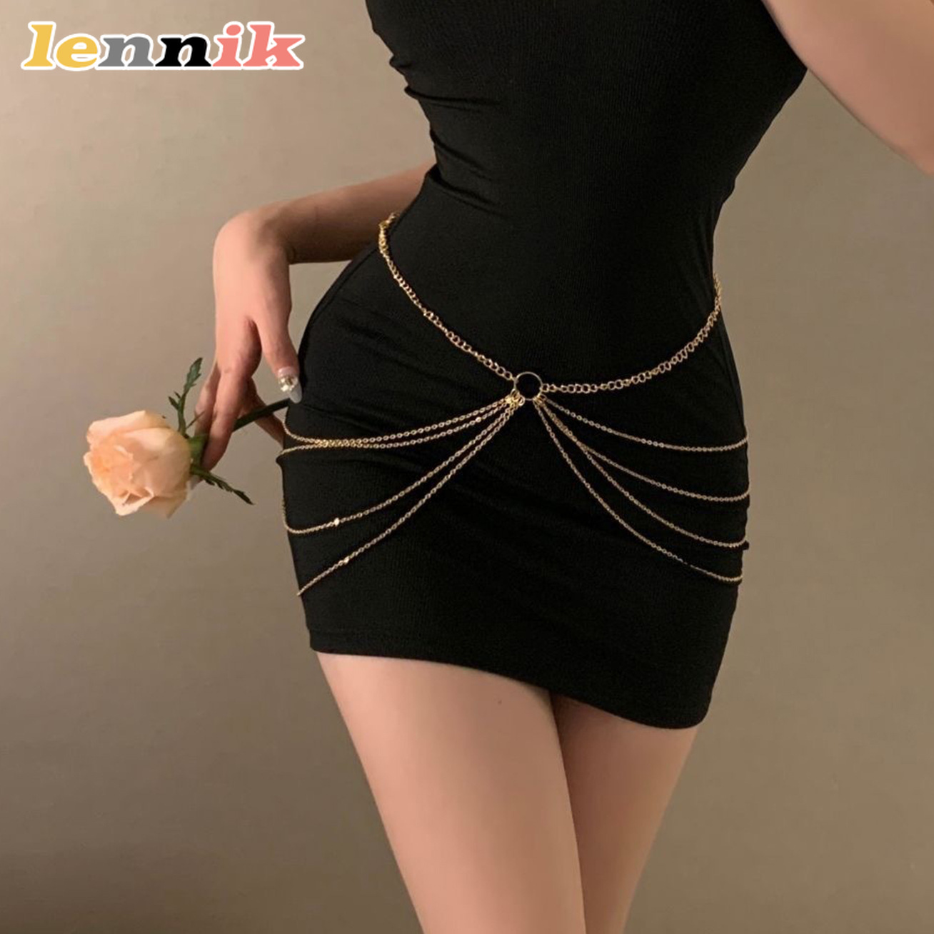 Body Jewellery - LENNIK Металлическая многослойная поясная цепочка с