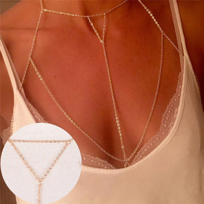 Body Jewelry Harness - Женское многослойное колье с V-образным вырезом