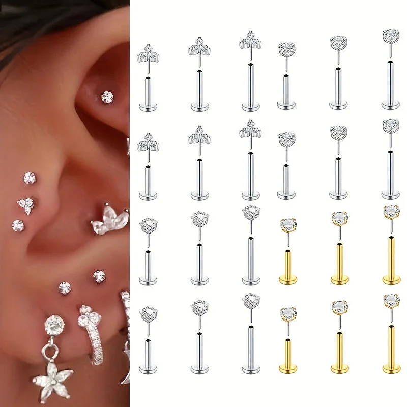 Helix Cartilage Ring - 6 шт. безрезьбовых серег с плоской