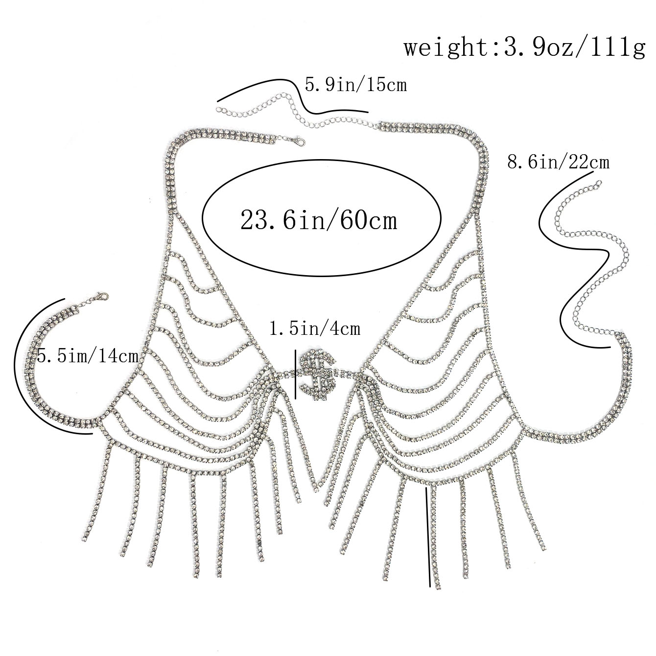 Цепочка на грудь с кисточками  – обзор и цена Body Jewelry Chest
