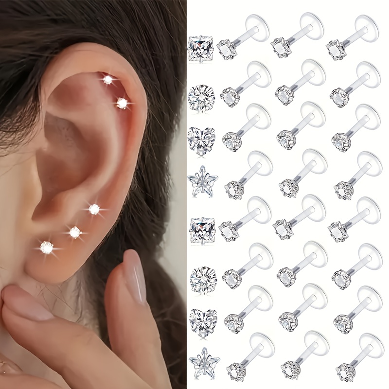 Набор из 9 прозрачных пластико – обзор и цена Helix Cartilage Ring
