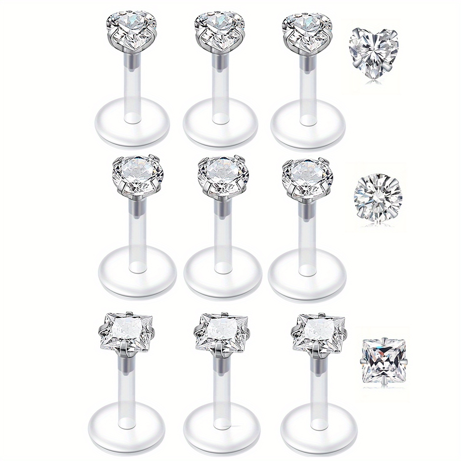 Набор из 9 прозрачных пластико – обзор и цена Helix Cartilage Ring
