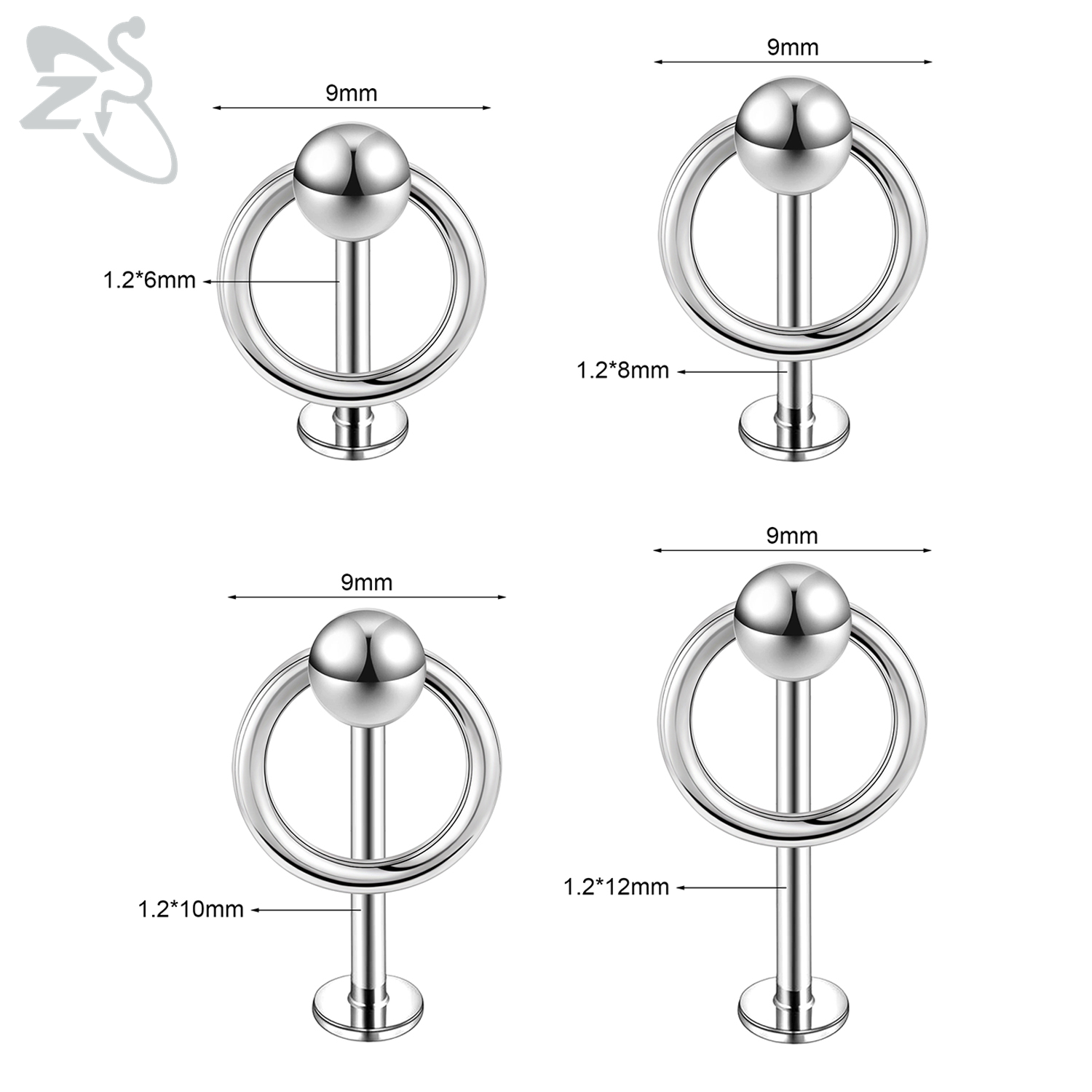 ZS 1 шт. 6/8/10/12 мм из нержа – обзор и цена Zs Body Jewelry